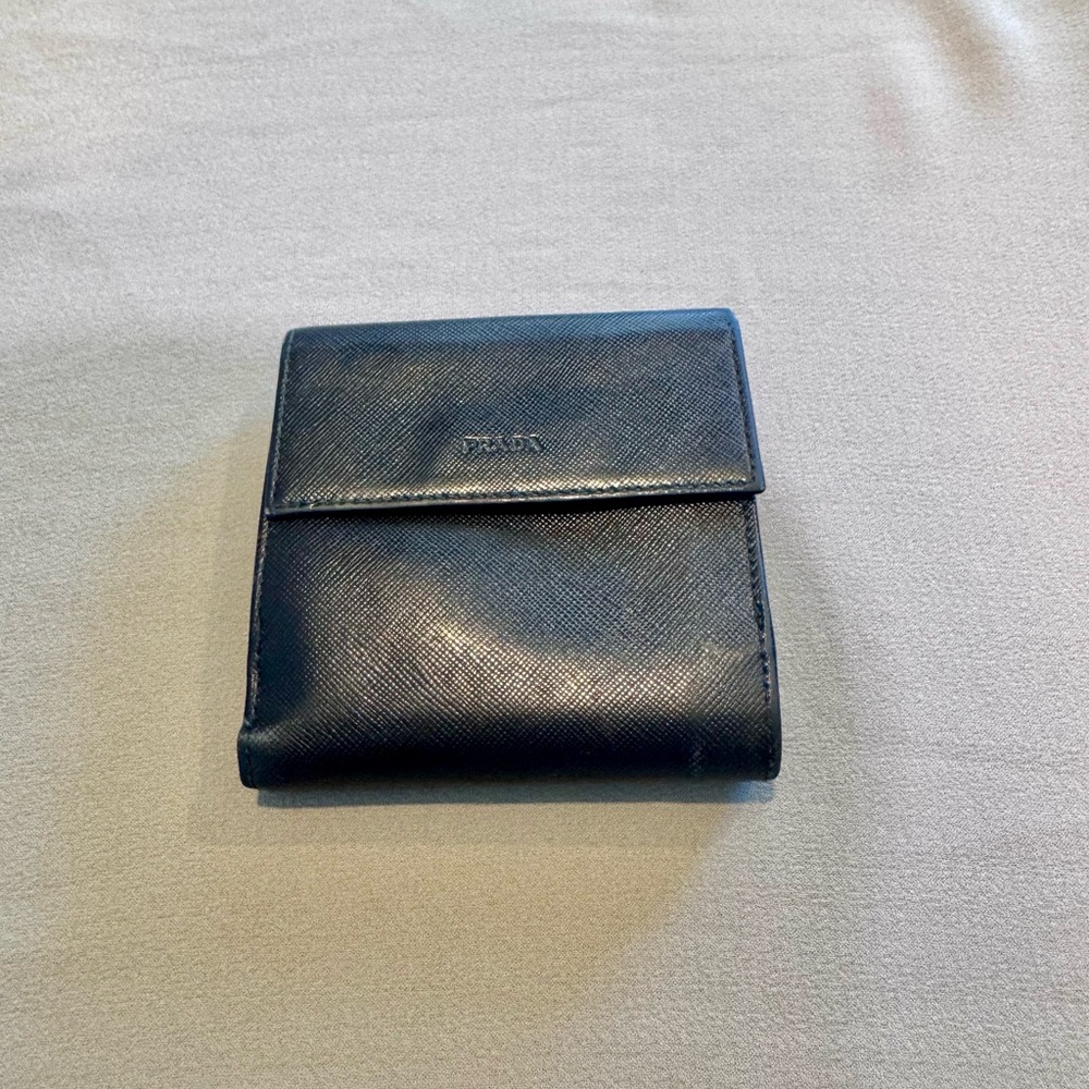 VINTAGE PRADA Textured Black Leather Wallet